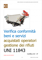 UNI 11843:2021 Verifica conformità beni/servizi acquistati operatori gestione dei rifiuti