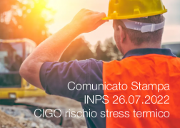 Comunicato Stampa INPS 26.07.2022: CIGO rischio stress termico