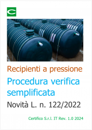 Recipienti a pressione: Procedura verifica semplificata - Novità L. n. 122/2022
