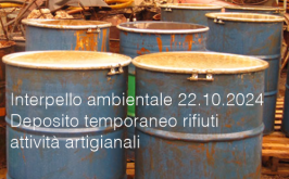 Interpello ambientale 22.10.2024 - Deposito temporaneo rifiuti attività artigianali