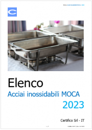 Elenco Acciai inossidabili MOCA 2023