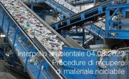 Interpello ambientale 04.08.2022 - Procedure di recupero di materiale riciclabile