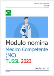 Modulo nomina Medico Competente (MC) / TUSSL