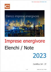 Imprese energivore: Elenchi / Note 2023