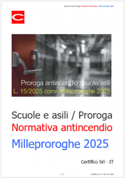 Proroga normativa antincendio scuole e asili: DL 202/2024 Milleproroghe 2025 (Conv. L. 15/2025)