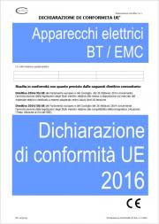 Dichiarazione di Conformita' UE Apparecchi elettrici BT/EMC 2016