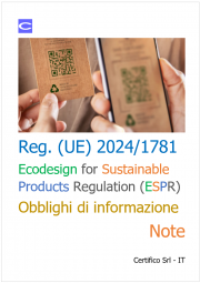 Regolamento (UE) 2024/1781 (ESPR) Obblighi di informazione / Note