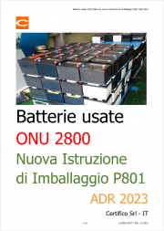 Batterie usate ONU 2800 e la nuova Istruzione di Imballaggio P801 ADR 2023