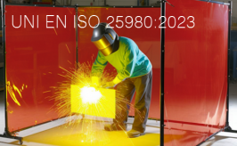 UNI EN ISO 25980:2023 - Tende di saldatura e schermi per saldatura ad arco