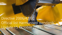 Directive 2006/42/EC: Harmonised standards published in the OJ | Update 15 October 2021