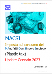 MACSI Imposta sul consumo dei  MAnufatti Con Singolo Impiego (Plastic tax) / Note