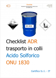 Checklist trasporto in colli di Acido Solforico (ONU 1830) Checklist trasporto in colli di Acido Solforico (ONU 1830)