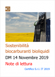 Sostenibilità biocarburanti e bioliquidi - DM 14.11.2019 - Note di lettura