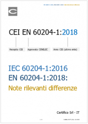 IEC 60204-1:2016 ed EN 60204-1:2018: Note importanti sulle differenze