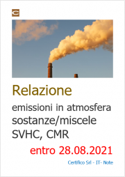 Relazione emissioni in atmosfera sostanze/miscele SVHC, CMR
