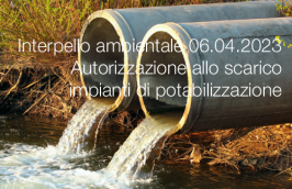 Interpello ambientale 06.04.2023 - Autorizzazione allo scarico impianti di potabilizzazione