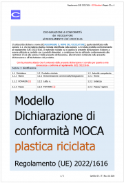 Modello Dichiarazione di conformità MOCA plastica riciclata