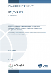 UNI/PdR 169:2024 Sostenibilità macchine da stampa flessografiche a tamburo centrale