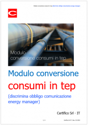 Modulo conversione consumi in tep