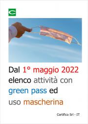 Dal 1° maggio 2022: Elenco attività con green pass ed uso mascherina 