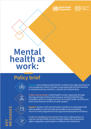 WHO - ILO | Mental health at work: policy brief