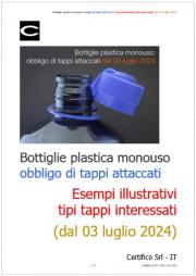 Bottiglie plastica monouso: obbligo di tappi attaccati dal 03 luglio 2024
