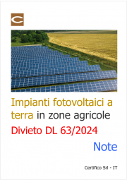 Impianti fotovoltaici a terra in zone agricole / Divieto DL 63/2024
