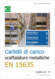 Cartelli di carico scaffalature metalliche EN 15635
