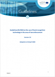 Guidelines EDPB 05/2022 on the use of facial recognition technology