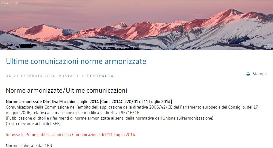 Norme armonizzate Direttiva macchine: Consultazione online