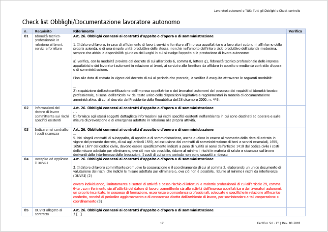 Lavoratori autonomi TUS 00 Lavoratori autonomi TUS 00