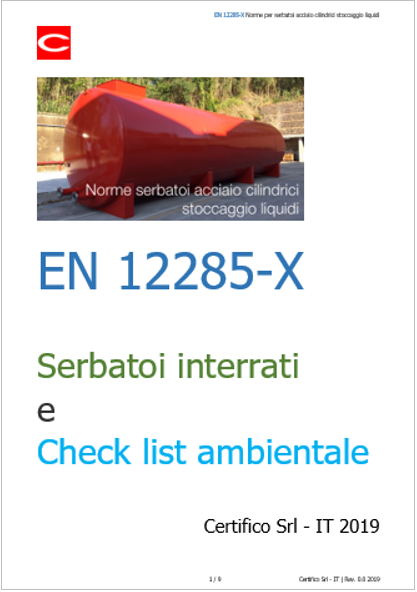 EN 12285-X Serbatoi interrati e Check list ambientale