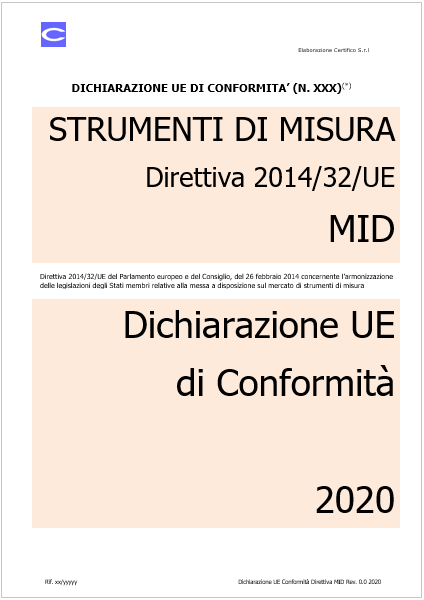 Cover dichiarazione conformita MID Cover dichiarazione conformita MID