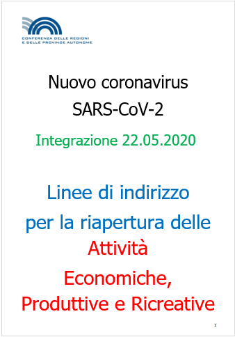 COVID-19 | Linee guida riapertura attività Economiche e Produttive Rev. 22.05.2020