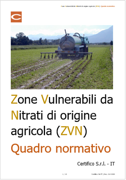 Zone Vulnerabili da Nittrati di origine aghricola ZVN Quadro normativo Zone Vulnerabili da Nittrati di origine aghricola ZVN Quadro normativo
