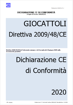 Dichiarazione CE di Conformità | Direttiva 2009/48/CE Giocattoli