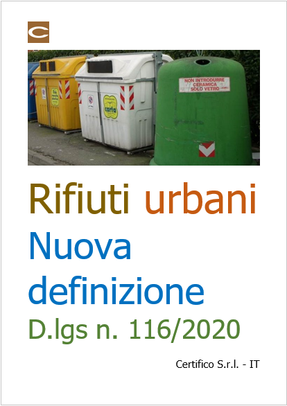 Rifiuti urbani: nuova definizione D.lgs n. 116/2020
