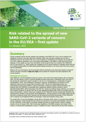 Risk related to the spread of new SARS-CoV-2 variants of concern in the EU/EEA