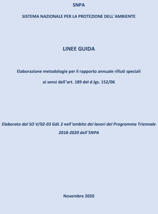 Elaborazione metodologie per il rapporto annuale rifiuti speciali 