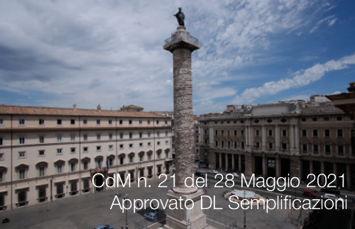 Consiglio dei Ministri n. 21 del 28 Maggio 2021