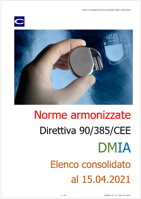 Cover Norme armonizzate DMIA Cover Norme armonizzate DMIA