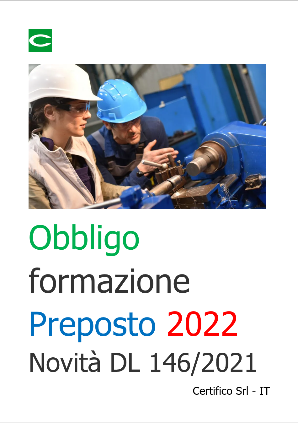 Obbligo formazione preposto 2022 Obbligo formazione preposto 2022