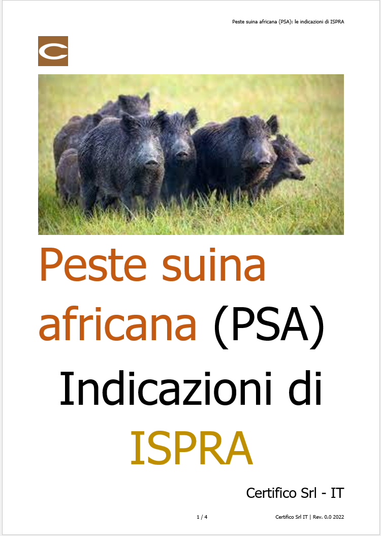 Peste suina africana (PSA): le indicazioni di ISPRA