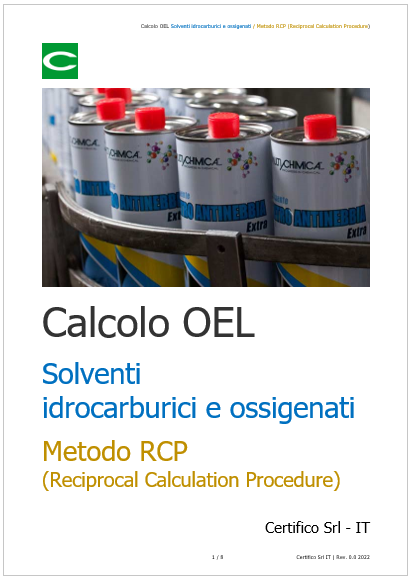 Calcolo OEL Solventi idrocarburici e ossigenati con metodo RCP