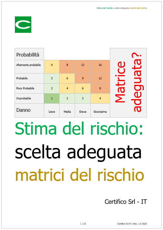 Stima del rischio: scelta delle matrici del rischio