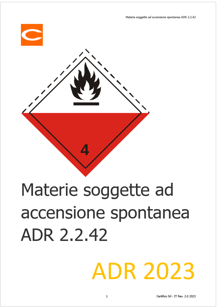 Materie soggette ad accensione spontanea 2 2 42 ADR Materie soggette ad accensione spontanea 2 2 42 ADR