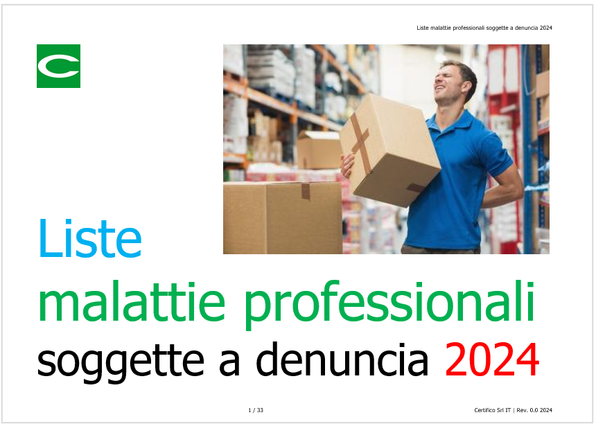 Liste Malattie professionali Soggette a denuncia 2024 Liste Malattie professionali Soggette a denuncia 2024