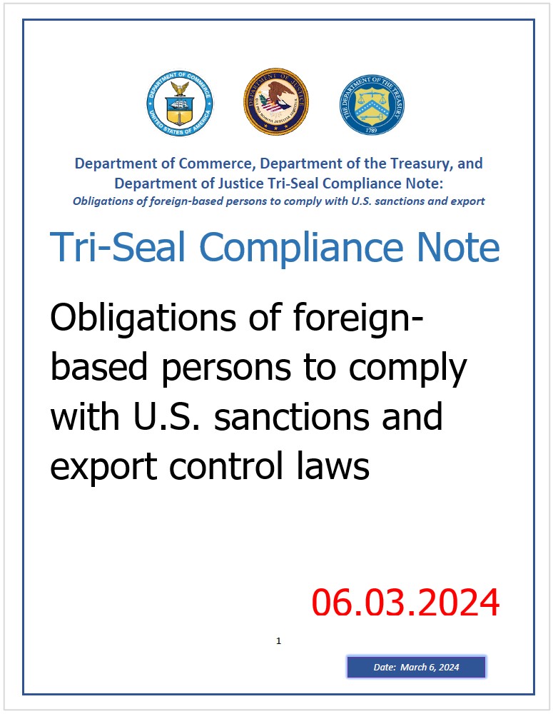 Tri-Seal Compliance Note US / responsabilità esportazioni a soggetti non statunitensi 