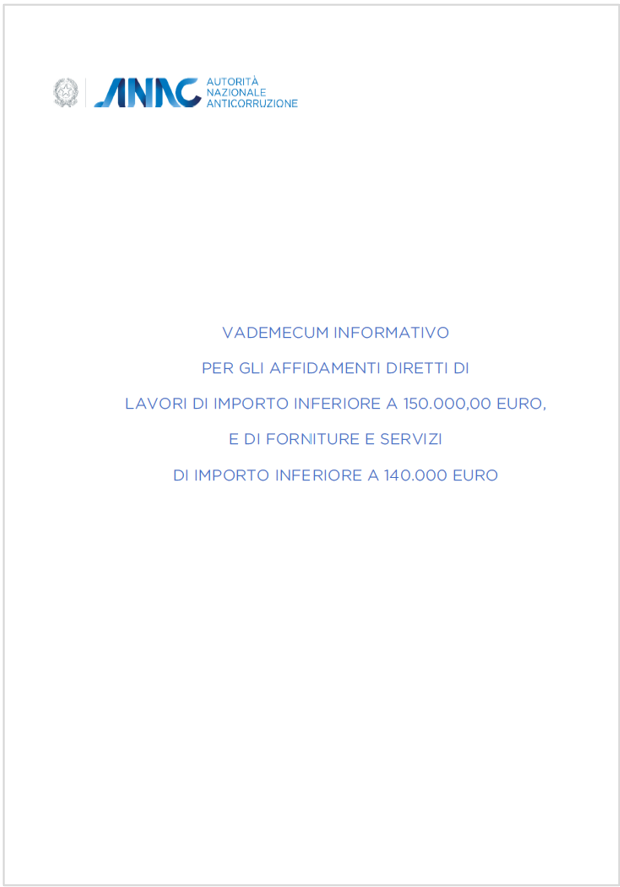 Vademecum affidamenti diretti lavori, servizi e forniture