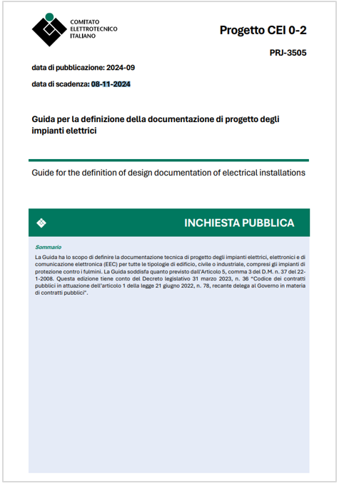 CEI 0-2:2024 / Progetto in inchiesta pubblica